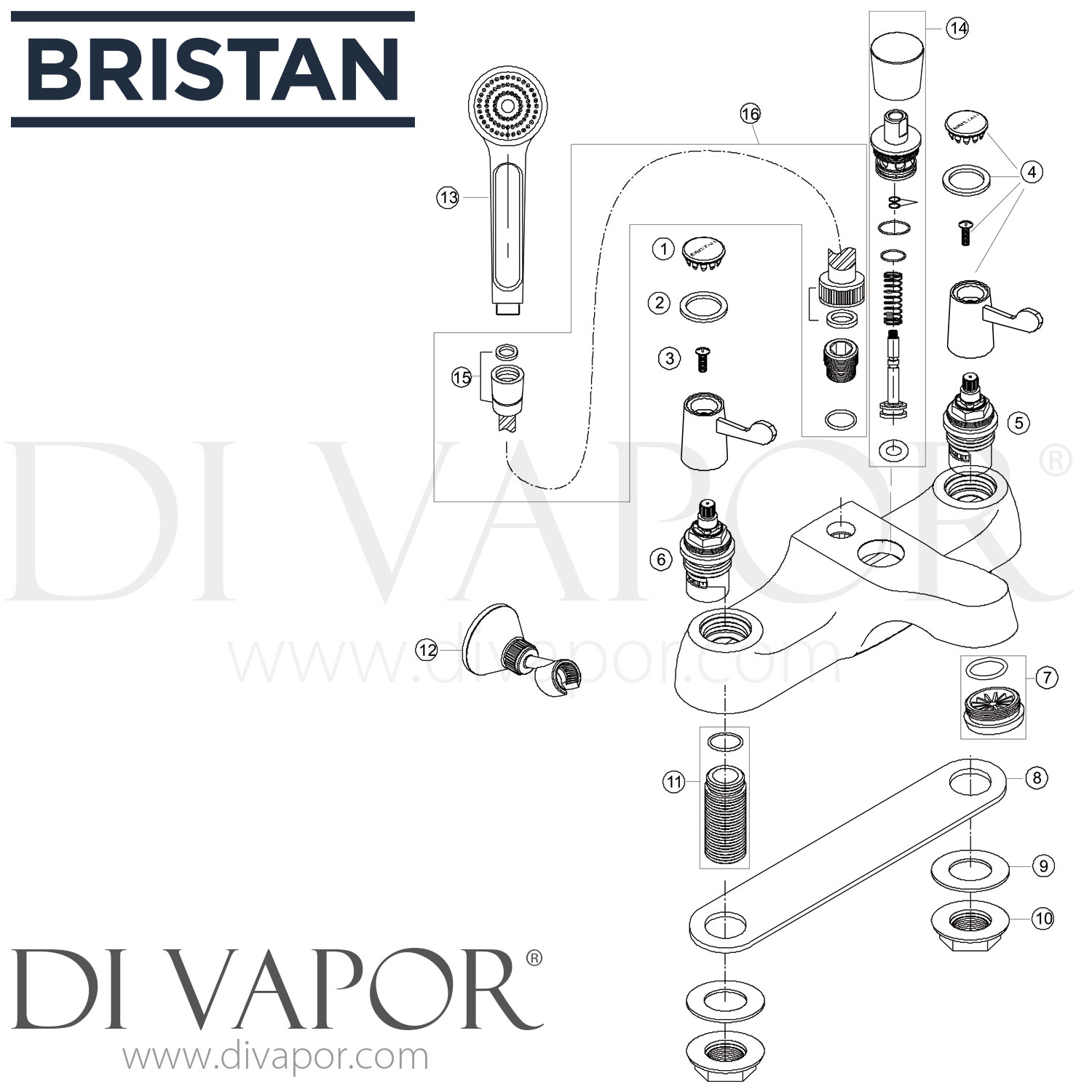 Bristan VAL BSM E8 C CD Lever Bath Shower Mixer with 3 Inch (76mm